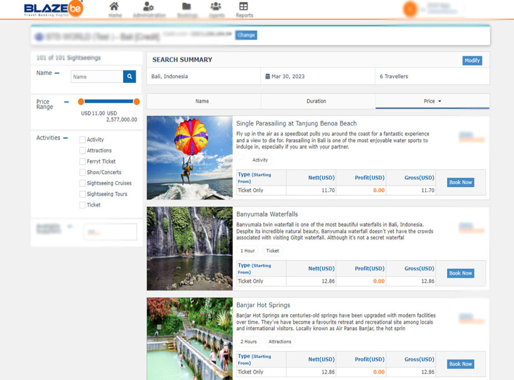 Sightseeing Booking Engine Software | Excursion Booking Engine